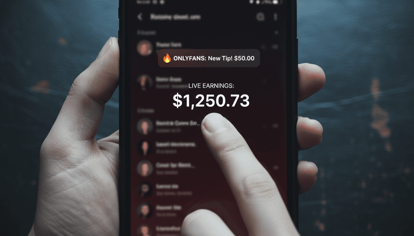 Close-up of smartphone screen with live tip notification
